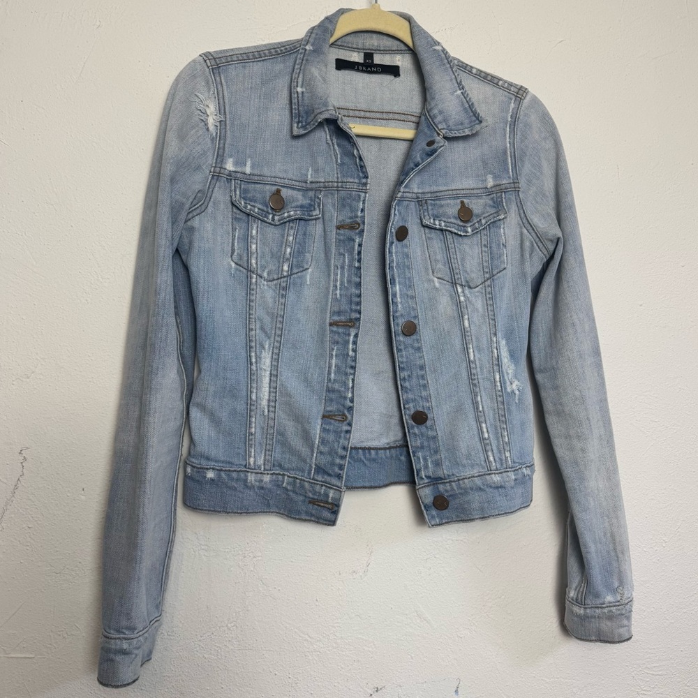 J BRAND Distressed Light Wash Denim Jacket